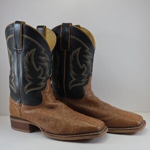 Justin Full Quill Ostrich Cowboy Boots Tan Brown Western Square Toe Men’s 11.5D